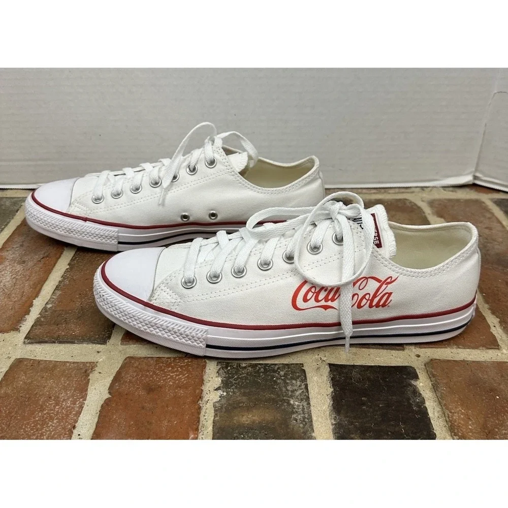 Converse Coca Cola All Star Sneakers White Red Low‎ Top Lace Up Shoes Men's 10 - Picture 2 of 7